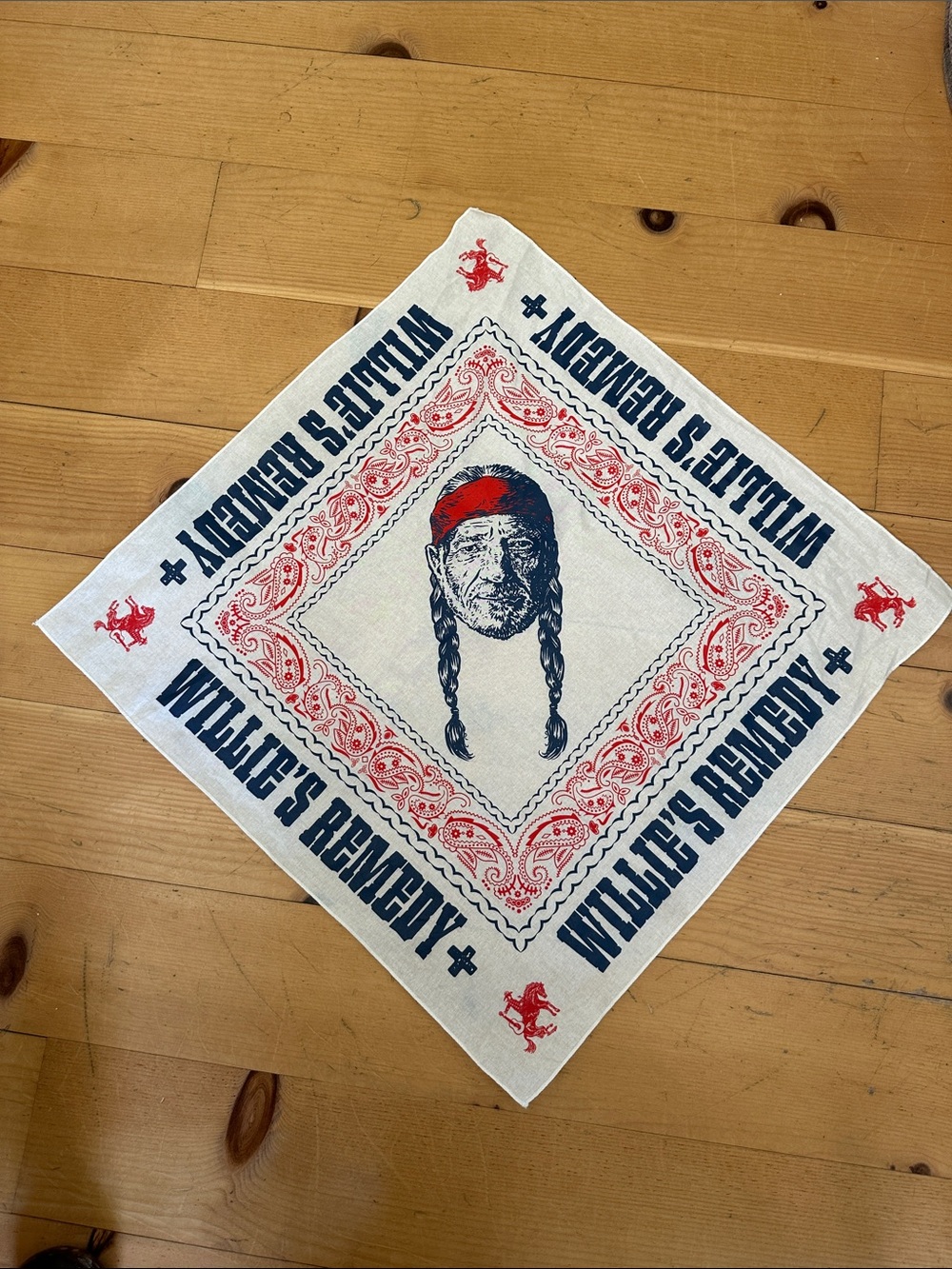 Willie's Remedy Bandana - Red, Navy & White.